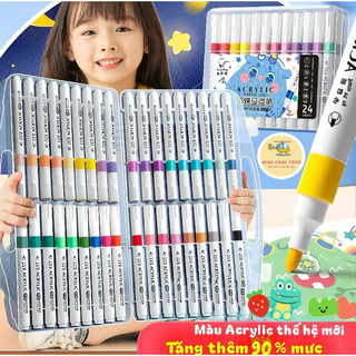 Hộp 60/80/120 bút màu Acrylic marker đầu brush, mực cao cấp, vẽ trên mọi chất liệu, dễ cầm nắm sử dụng.