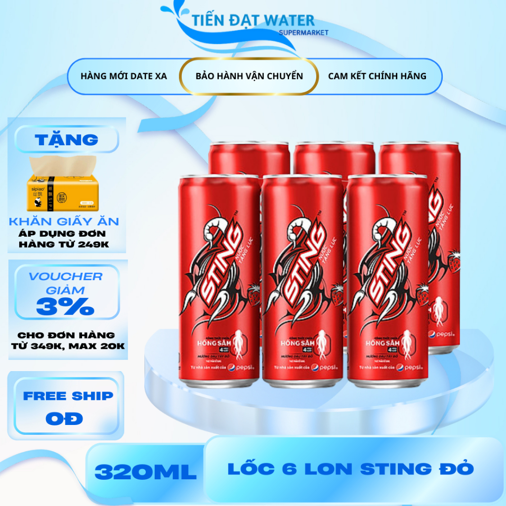 Lốc 6 Lon 320Ml Nước Tăng Lực Sting Sleek Hương Dâu – Bùng Nổ Năng Lượng, Ngon Ngọt Sảng Khoái