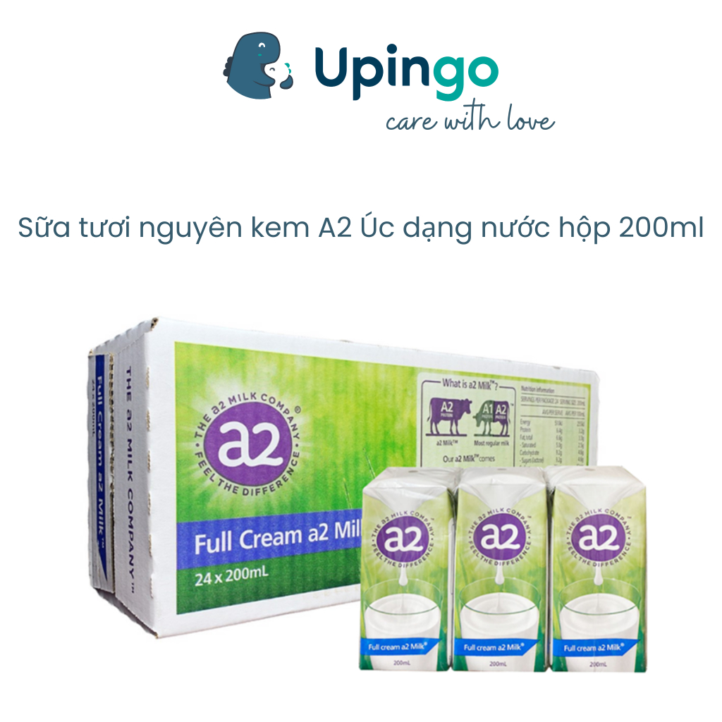 Sữa tươi nguyên kem A2 nước Úc A2 Full Cream 200ml thùng 24 hộp