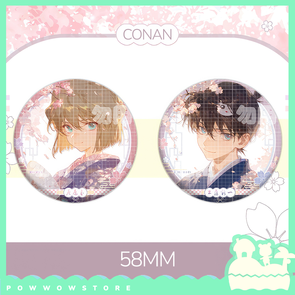 Pin Ghim Huy Hiệu Anime Conan Shinichi & Haibara 58mm Thiếc Không Rỉ Phong Cách