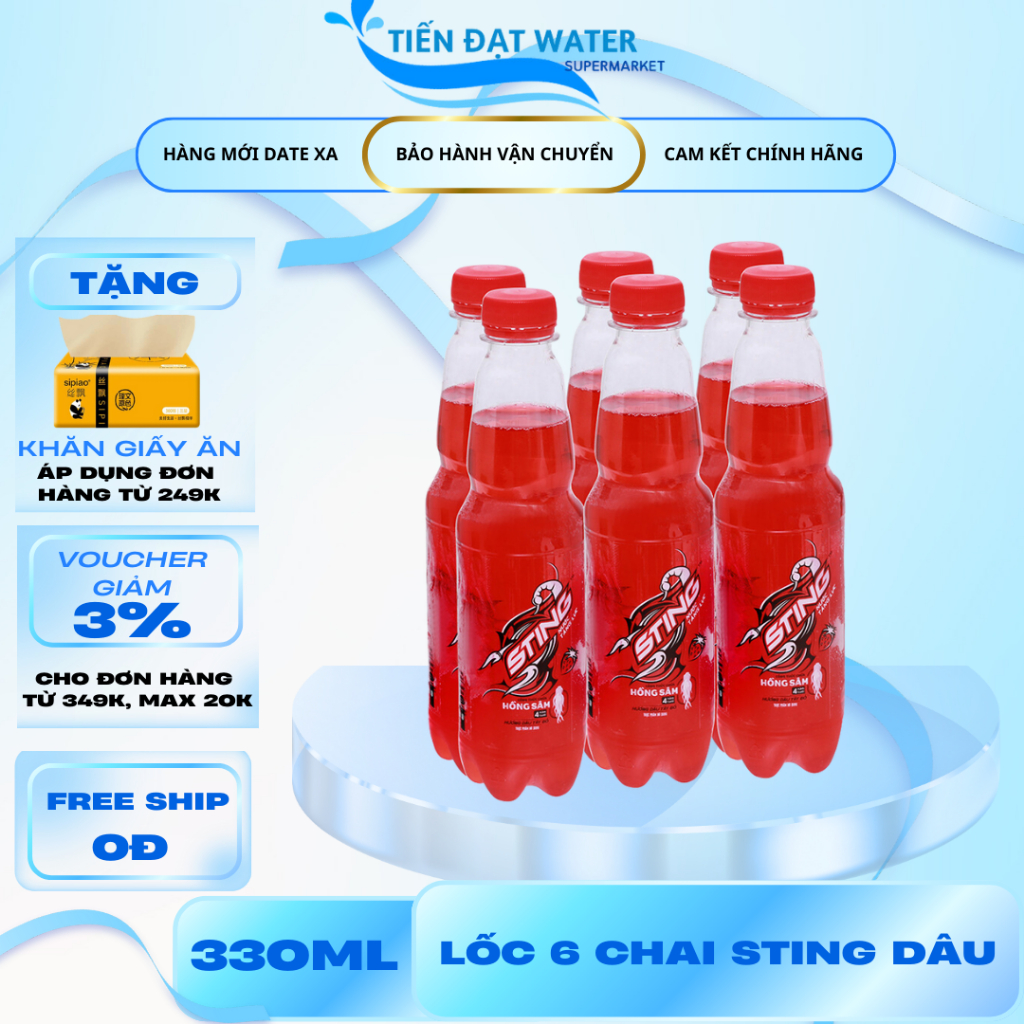 Lốc 6 Chai 330Ml Nước Tăng Lực Sting Sleek Hương Dâu – Bùng Nổ Năng Lượng, Ngon Ngọt Sảng Khoái