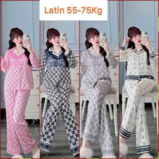 [BigSize 55-75]-Bộ ngủ latin tay dài quần dài bigsize cao cấp, pizama nữ chất mềm mịm mát