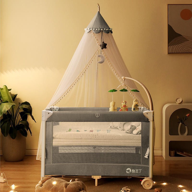 Nôi vải gấp gọn, nôi sơ sinh tích hợp bánh xe, có tặng kèm màn , đồ chơi treo nôi