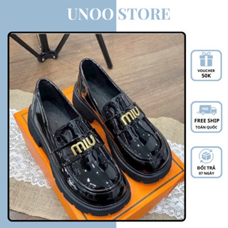 Giày Oxford Nữ Miu Miu, Giày Da Nữ Đế Cao Miu 2 Loại Da Bóng - Mềm Bản Cao Cấp Full Box