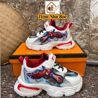 Giày Thể Thao bé Trai siêu nhân nhện Spiderman,vải bố thoáng khí đế eva siêu nhẹ tư 3 tuổi đen 10 tuổi