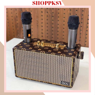 Loa Bluetooth Qixi SK-2036 tặng 2 Micro, dây đeo hát Karaoke bạn bè , dã ngoại, gia đình .