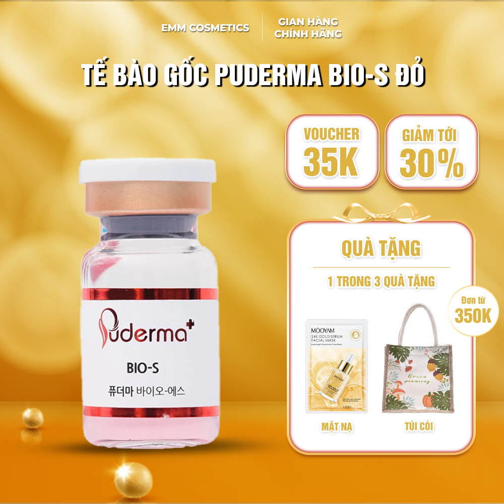 Tế bào gốc Puderma Bio-S đỏ bổ sung tinh chất phục hồi  giúp mờ nám, ngăn ngừa nếp nhăn 5ml/lọ