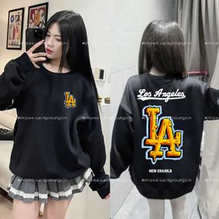  Áo Sweater Boy phố MLB LA Achữ vàng dài tay,áo nỉ thu đông nam nữ dài tay MLB NY hàn quốc 