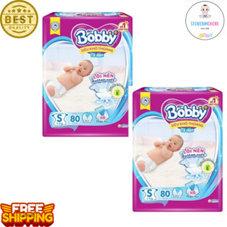 Combo 2g Bỉm Tã Dán Bobby S80/M76/L68/XL62/XXL56 Gạo Non - Lõi nén cotton-soft 3mm