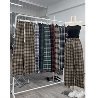 Quần Kẻ Caro Flannel dáng suông ống rộng, chất thô mềm dày dặn Hot Trend Noel.