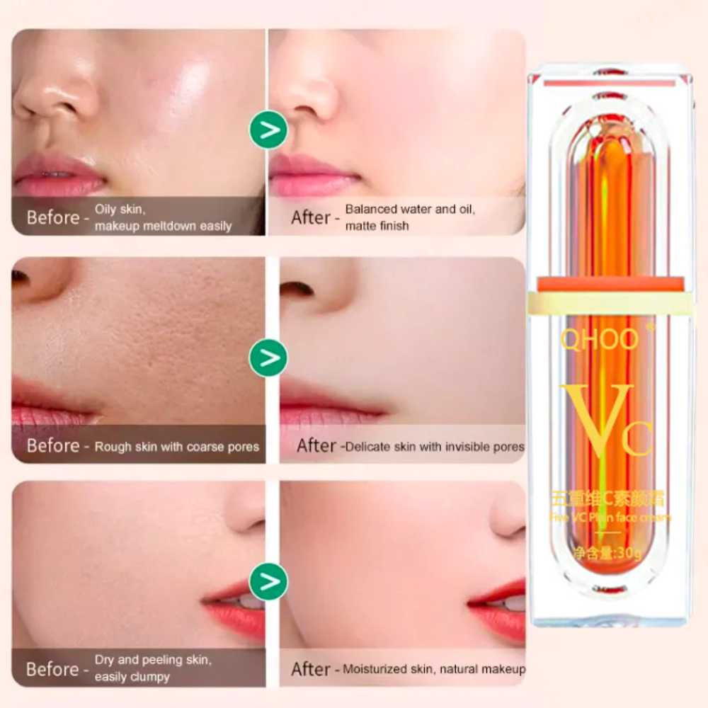 Kem Lười Che Khuyết Điểm Vc QHOO - Kem vitamin C che khuyết điểm QHOO từ Hàn Quốc - Sáng da chống nắng - MINT COSMETICS