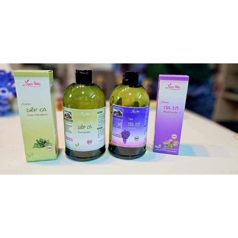 Toner Tía tô Diếp Cá Thảo Mộc Rau Má chai to 500ml kèm tặng vỏ lọ chiết ra