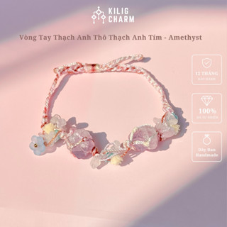Vòng tay nữ đá thạch anh tím Violet Bloom dây đan handmade KC32 - KILIG CHARM