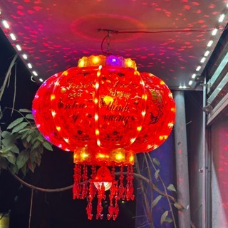 Đèn Lồng Điện Tử Xoay 360 độ Kết Hợp Đèn Led Cao Cấp, Đèn Lồng Led 3D Trang Trí Ngày Tết Size 60cm-80cm [ Hàng Loại