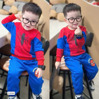 Bộ nỉ thể thao siêu nhân thu đông dài tay cho bé trai  - ảnh thật trải sàn