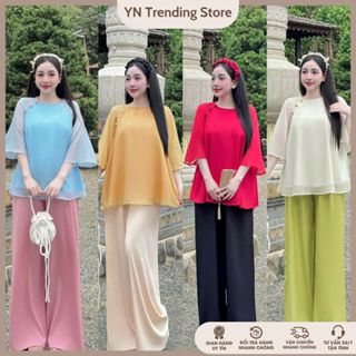 Set Áo Lam Set Bộ Pháp Phục ÁO TƠ ÁNH KIM Nút Bọc 2 Lớp + QUẦN LỤA MỀM Mặc Đi Chơi Tết Đi Chùa (BigSize45-90kg)