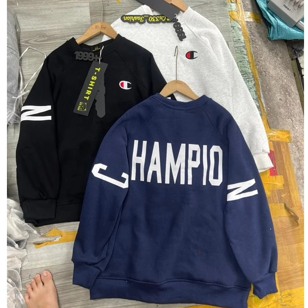Áo Nỉ Champion Logo Thêu Phối Tay Ráp Lăng Chất Nỉ Đẹp -Áo Sweater Nam Nữ In chữ sau lưng Form rộng Cao Cấp Hottrend 25