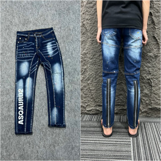  Quần Jean nam  thêu 4 khoá chéo và Chữ dọc mix 2khoá 