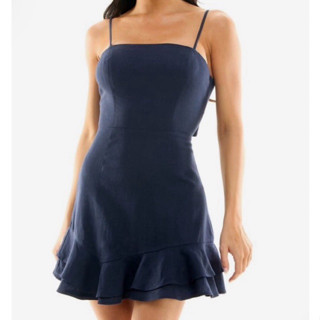 (D3735) Đầm 2 dây vải linen dáng ngắn - Thanh lý vnxk