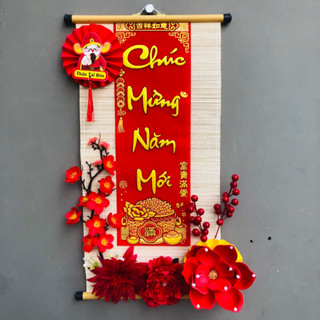  Set Mành Tre Trang Trí Decor Tết 2025 Cổ Truyền Combo Hoa Giả Phụ Kiện Treo Nhà Cửa Kính Quán Cafe Ăn Uống Vui Chơi 