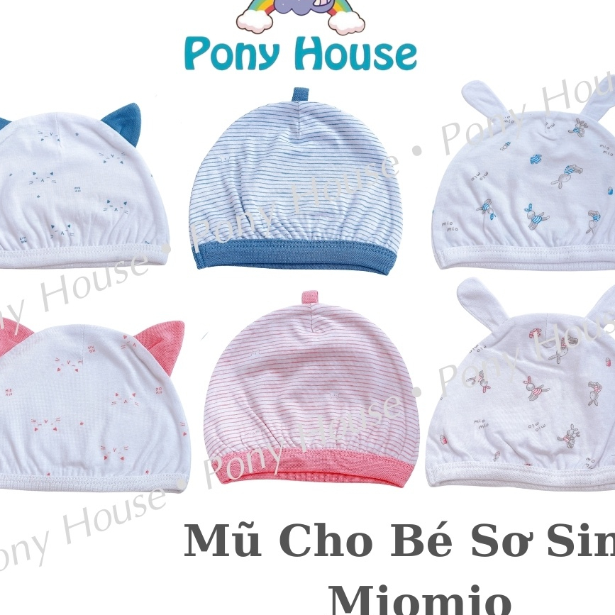 Mũ Sơ Sinh Miomio Chất Cotton Mềm, Mịn Cho Bé Trai, Bé Gái Sơ Sinh (1 Chiếc)