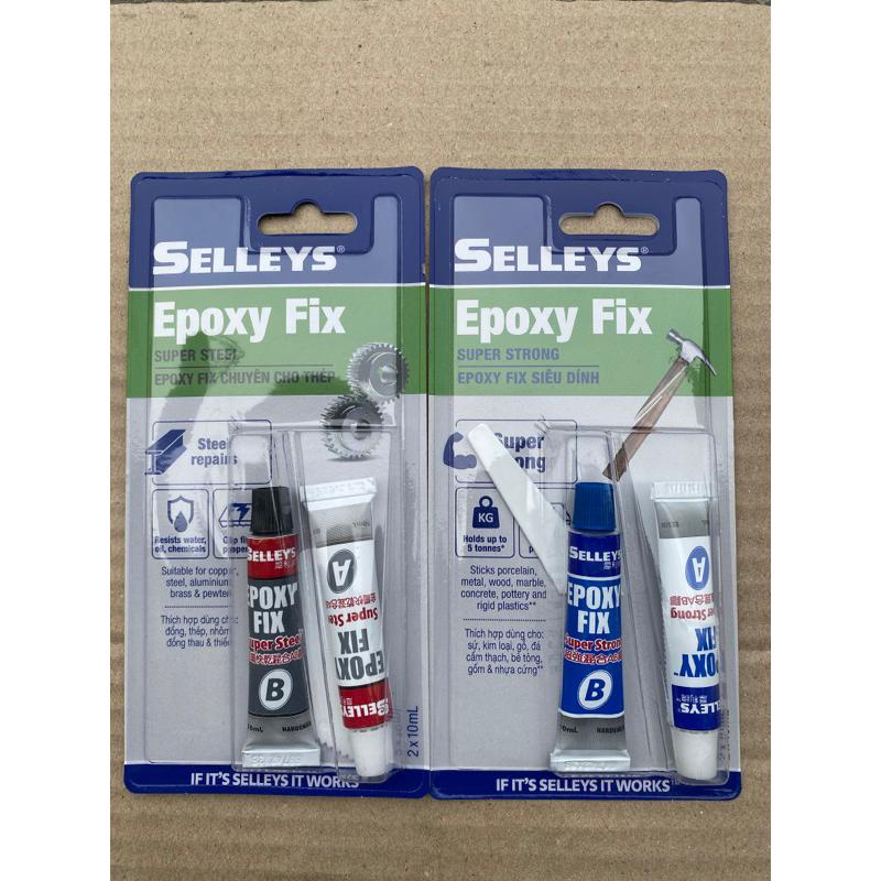 1 CẶP 2 TÍP Keo dán (gắn )sắt 2 thành phần AB EPOXY FIX SELLEYS