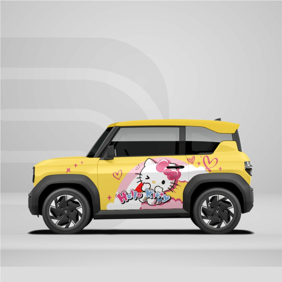 Tem dán xe VF3 - Decal Sticker dán xe - Sitker Hello Kitty dán xe - Ds Decal