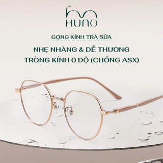 Gọng kính nam nữ HUNO mắt kính gọng vuông tròn kim loại thời trang cao cấp chống ánh sáng xanh - K102