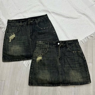 [BIGSIZE 85kg] 4053 Chân Váy Jean Nữ Dáng Ngắn Có Quần Tạo Kiểu Xước Rách Năng Động,cv nữ rách ngắn