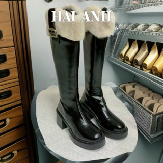 Bốt Đùi Nữ Da Lót Lông Cao Gót Phối Lông Thỏ Mềm Mịn Hàng QCCC - HAI ANH SHOES 