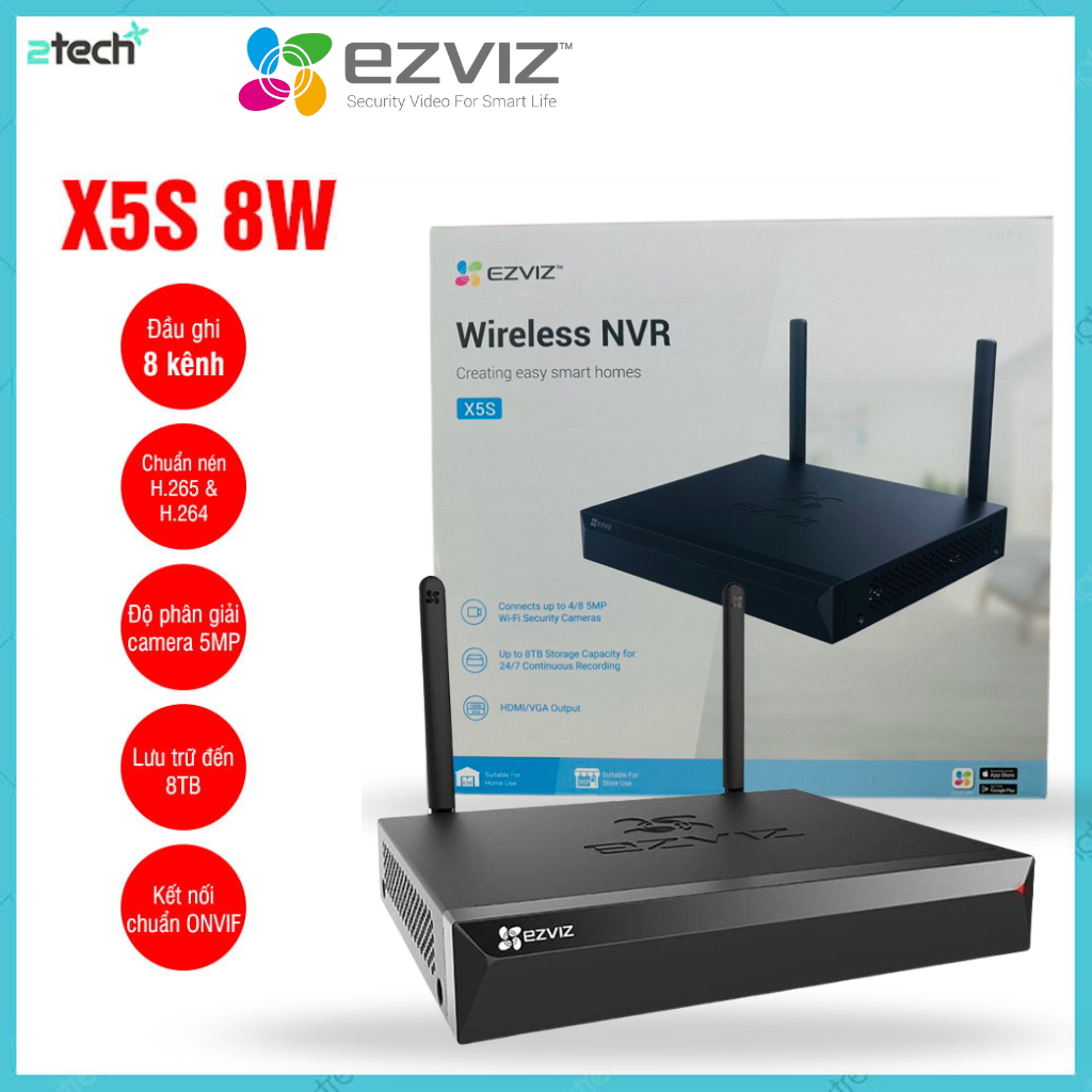 Đầu ghi hình wifi 8 kênh Ezviz CS-X5S-R100-8W (chính hãng)