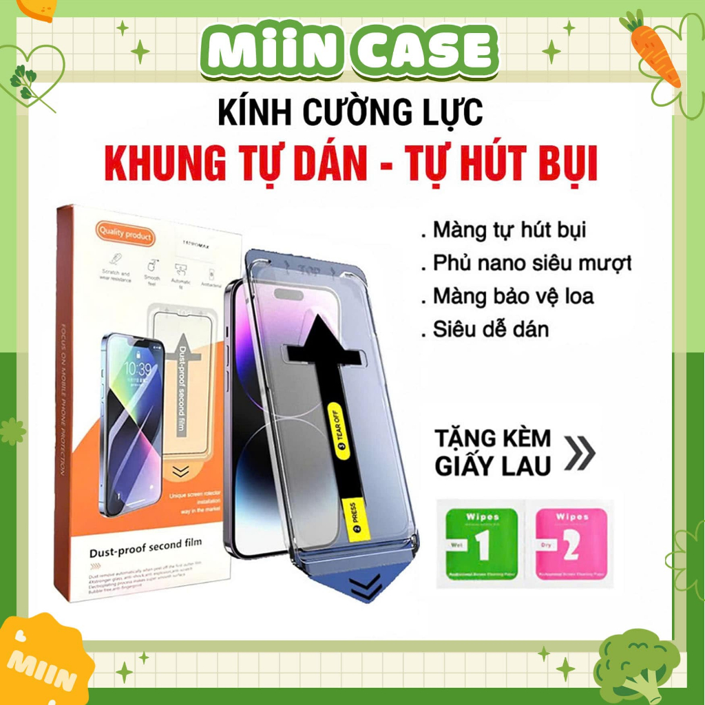 Kính Cường Lực iPhone Magic Box Khung Tự Dán