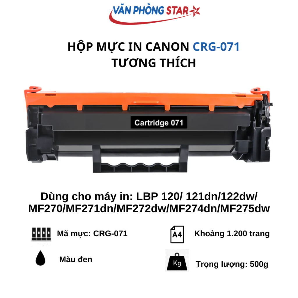 Hộp mực CRG-071 tương thích dành cho Canon Lbp 122dw /121DN/ Mf270 Series / M275dw / M272dw