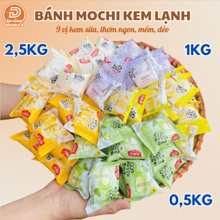Bánh Mochi Kem Lạnh 1KG, 2,5KG Nguyên Hộp, Phủ Dừa 9 Loại Nhân Kem Khoai Môn, Kem Sữa, Sầu Riêng...Mềm Dẻo, Thơm Ngon