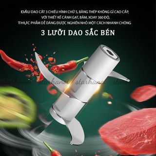 Máy Xay Mini Đa Năng Xay Thực Phẩm Tỏi Ớt Thịt Cối Xay Cầm Tay Siêu Tiết Kiệm Kèm Dây Sạc