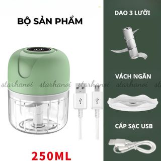 Máy Xay Mini Đa Năng Xay Thực Phẩm Tỏi Ớt Thịt Cối Xay Cầm Tay Siêu Tiết Kiệm Kèm Dây Sạc
