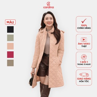  Áo phao nữ CARDINA chất liệu chần trám siêu nhẹ kiểu dáng dài sáng trọng trẻ trung giữ ấm tốt 4PDF02 