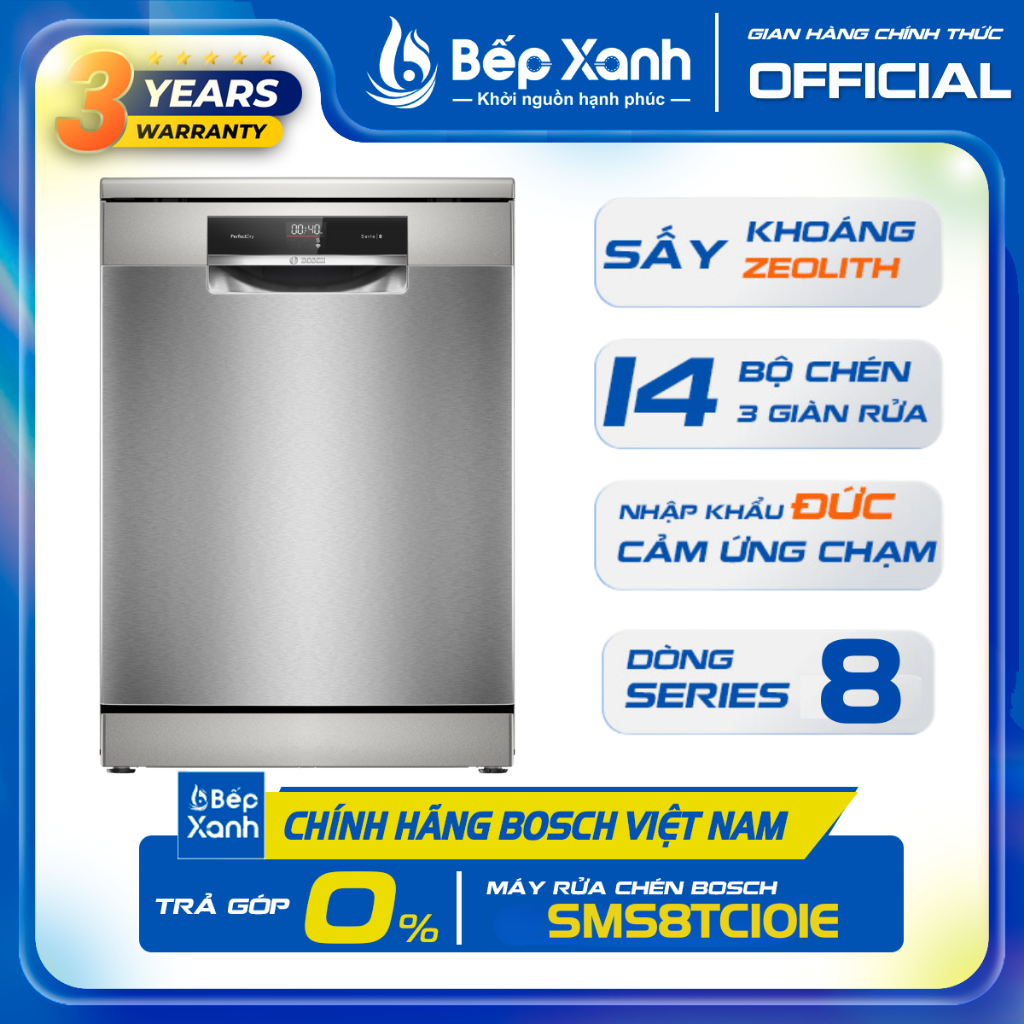 [SERIES 8 - NHẬP ĐỨC - SẤY ZEOLITH ] - Máy rửa bát độc lập Bosch SMS8TCI01E/SMS8YCI01E - Bảo hành 3 năm