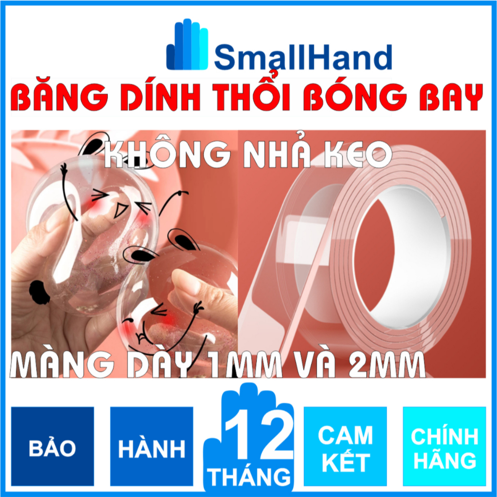 [Nano thổi bóng] Băng dính thổi bóng, dán bóng, 2 mặt trong suốt siêu dán da năng trên mọi bề mặt