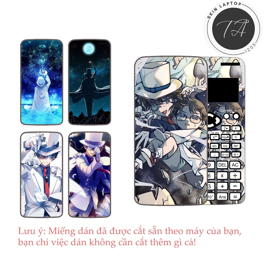 Miếng dán Decal máy tính Casio fx570/ fx580/ fx880/... in hình Kaito Kid - Conan