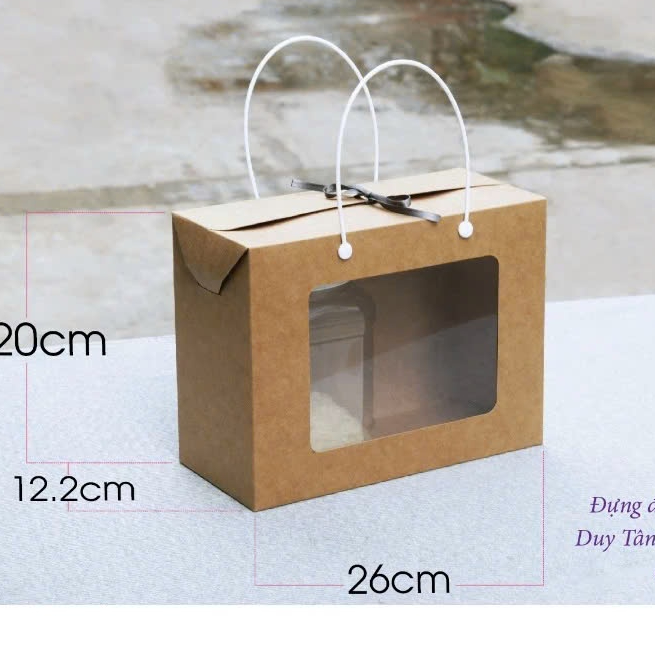 Sỉ 10 Cái- 2 Màu Hộp Q7 Kraft, Đỏ- Hộp giấy đựng Quà Tết bánh mứt ,Thực phẩm – khô gà, 2 hủ nhựa 1,5