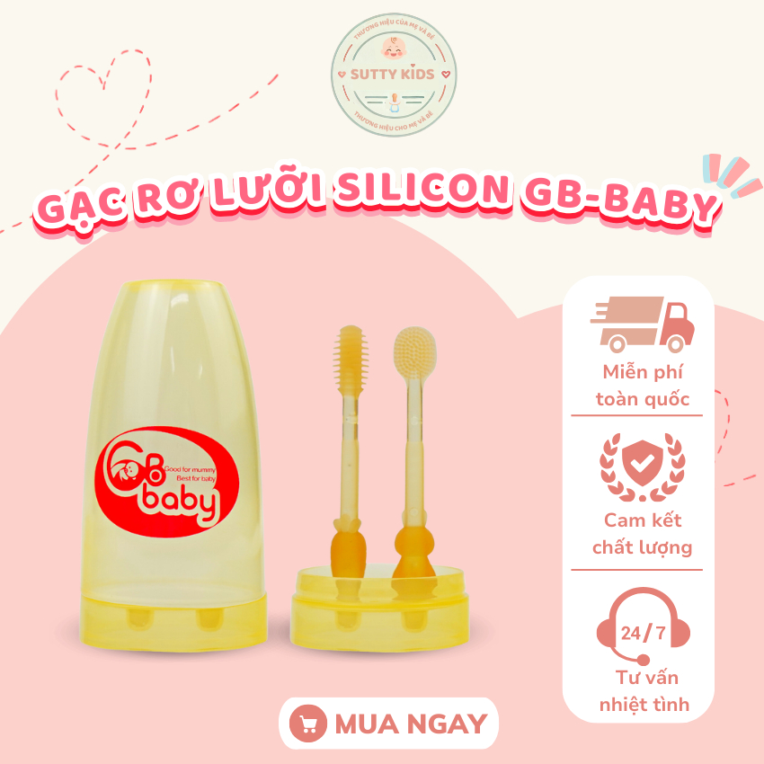Gạc rơ lưỡi cho bé và bàn chải đánh răng silicon GB-Baby Chính Hãng