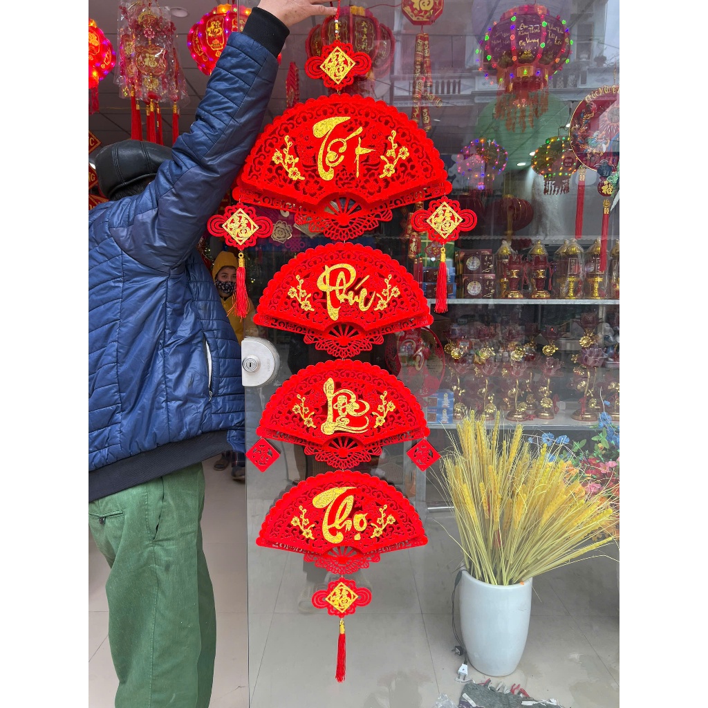 Quạt treo Dây 4 Cái TL50 Trang Trí Tết Decor Tiệc