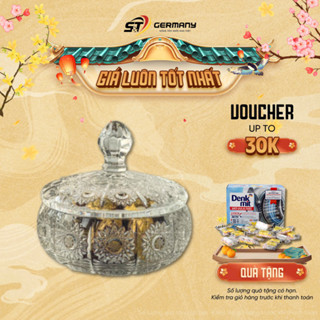 Thố Pha Lê Mài Bohemia Nội Địa Séc Có Nắp Đường Kính 16.5 Cm GermanySnT 510044