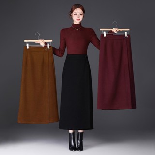  Chân váy một mảnh gấp nếp chéo dáng dài cạp cao mới mùa thu đông 2024 kiểu chữ A thanh lịch có bigsize tôn dáng  CV91  