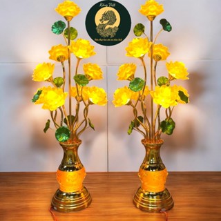   RV68  Cặp đèn thờ hoa sen lưu ly RỒNG VIỆT đèn thờ gia tiên bình lưu ly hoa sen nổi 7 9 bông 