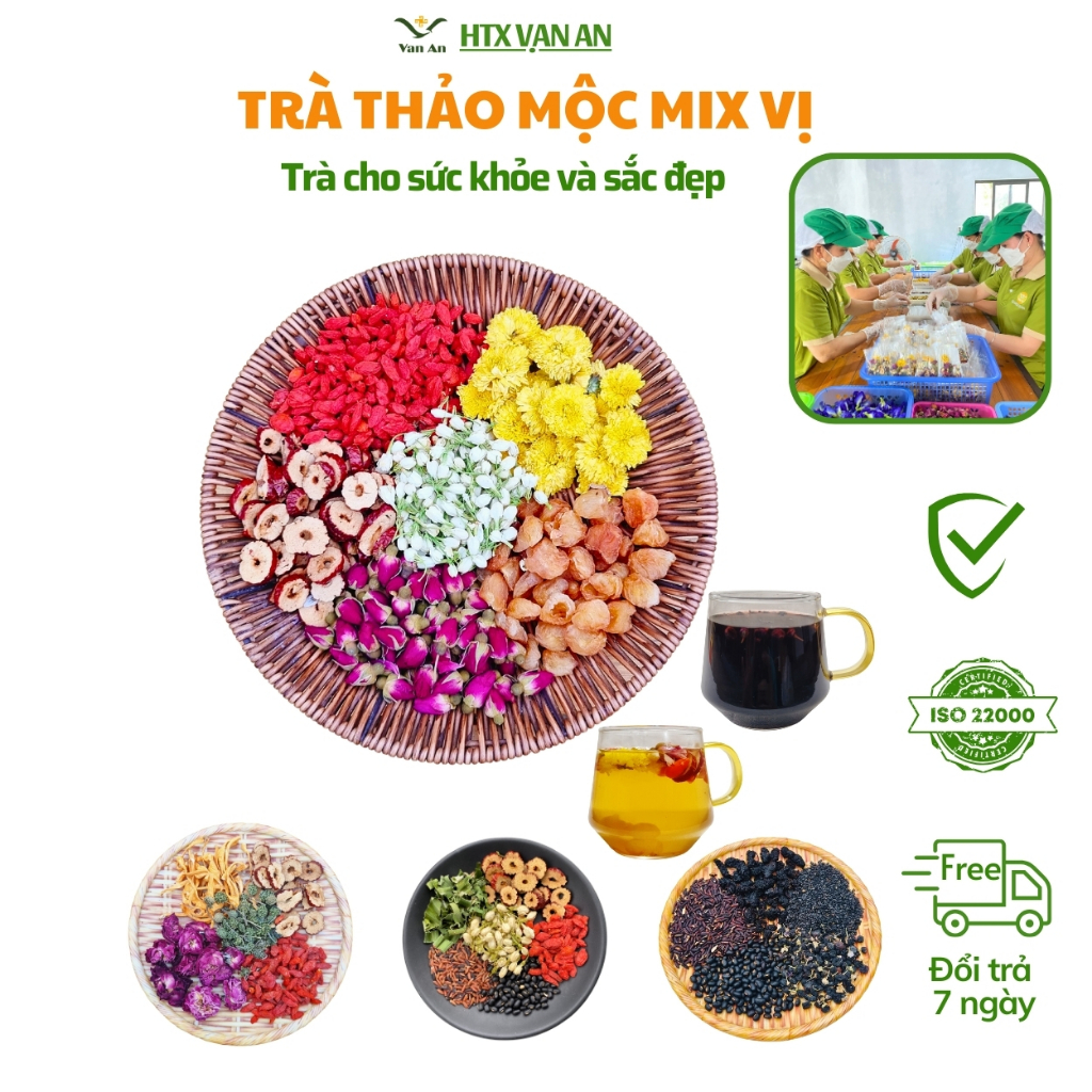 Trà Thảo Mộc Dưỡng Nhan Vạn An Giảm Stress Ngủ Ngon Detox Thanh Nhiệt Mát Gan Đẹp Da Ngừa Lão Hoá
