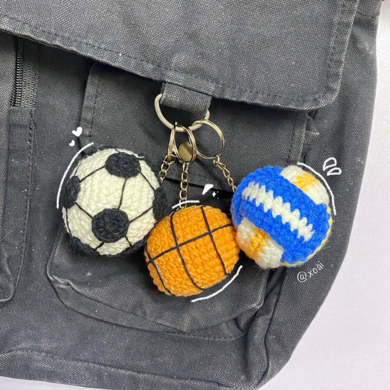 Móc khoá hình quả bóng bằng len | Bóng đá bóng rổ bóng chuyền