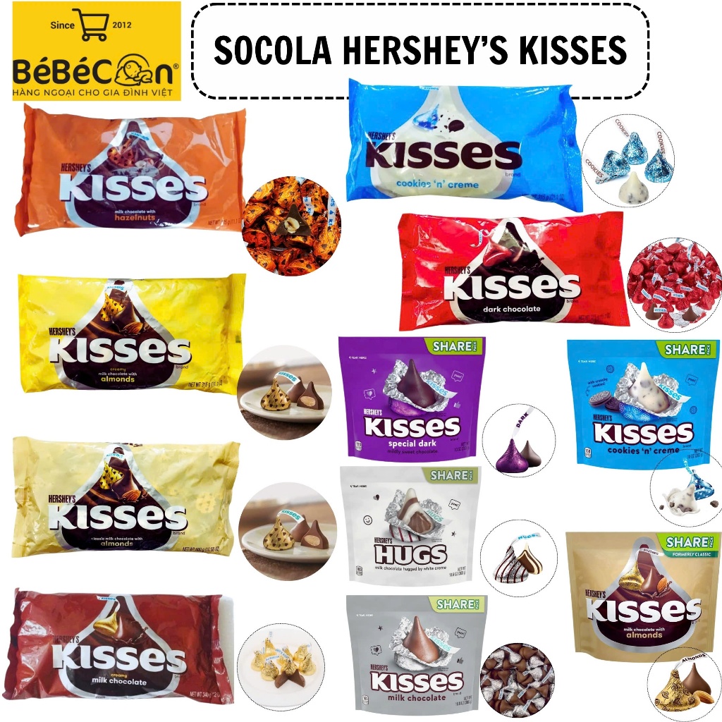 [MIX ĐỦ VỊ] Socola Kisses Nugggets Hershey