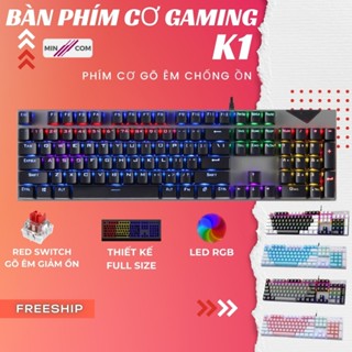 Bàn Phím Cơ Mincom K1 Pro Sử Dụng Trục Cơ RED Switch Gõ Êm Giảm Ồn Với 20 Chế Độ Led